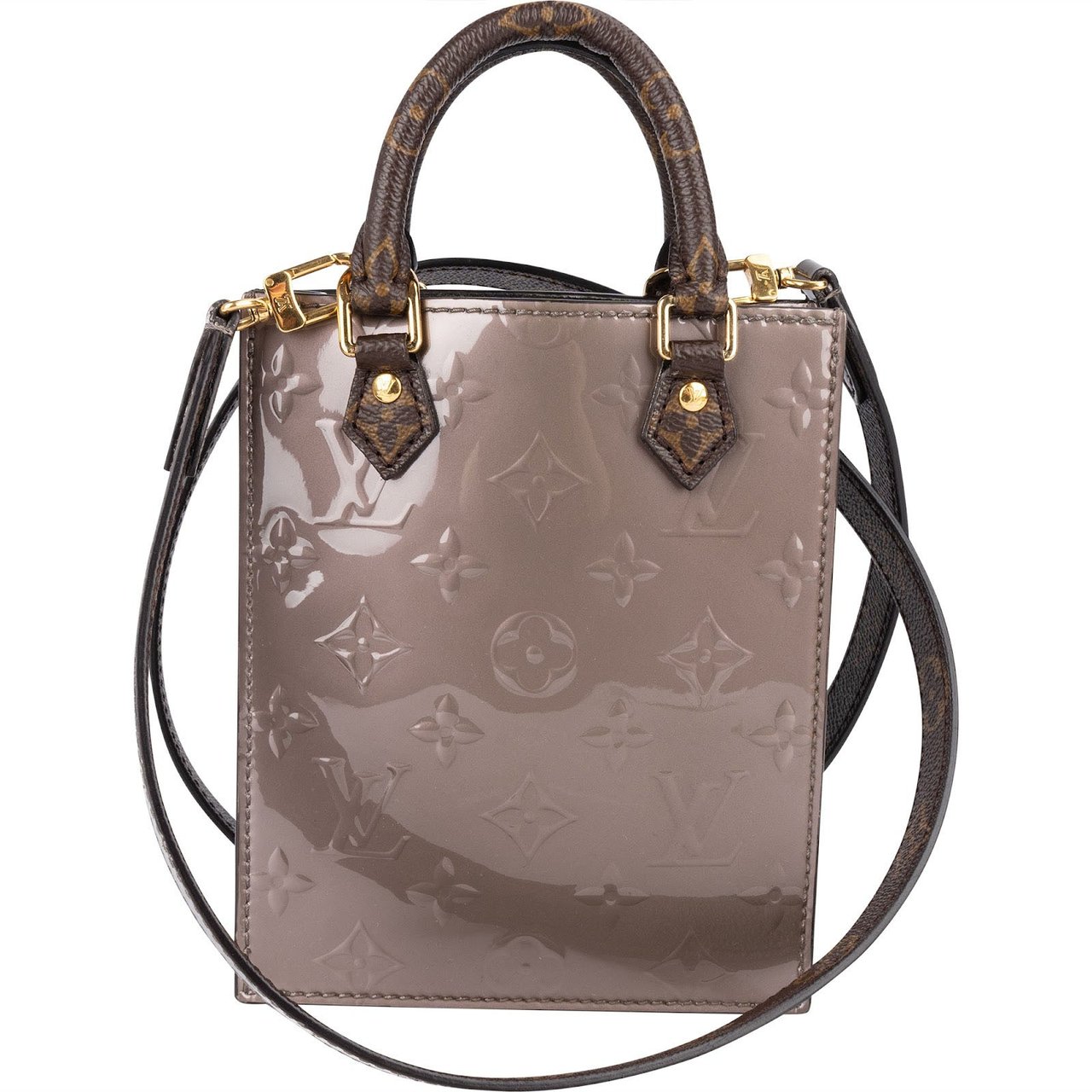 Louis Vuitton Louis Vuitton Monogram Vernis Petit Sac Plat Handbag Beige