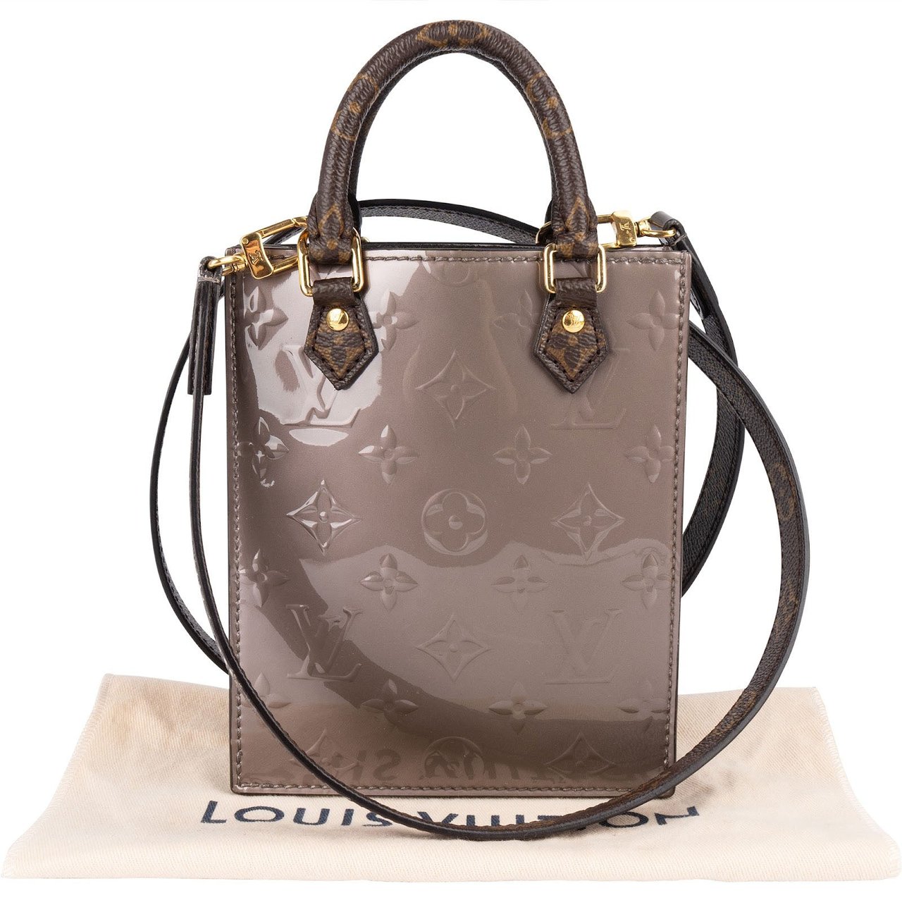 Louis Vuitton Louis Vuitton Monogram Vernis Petit Sac Plat Handbag Beige