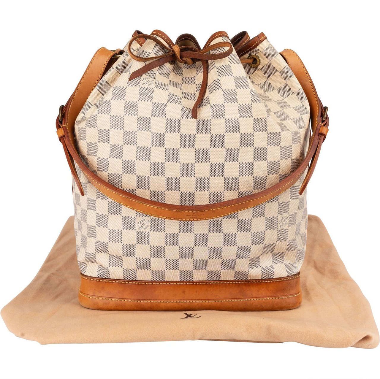 Louis Vuitton Louis Vuitton Monogram Damier Azur Canvas Sac Noé Grande Shoulder Bag Wit
