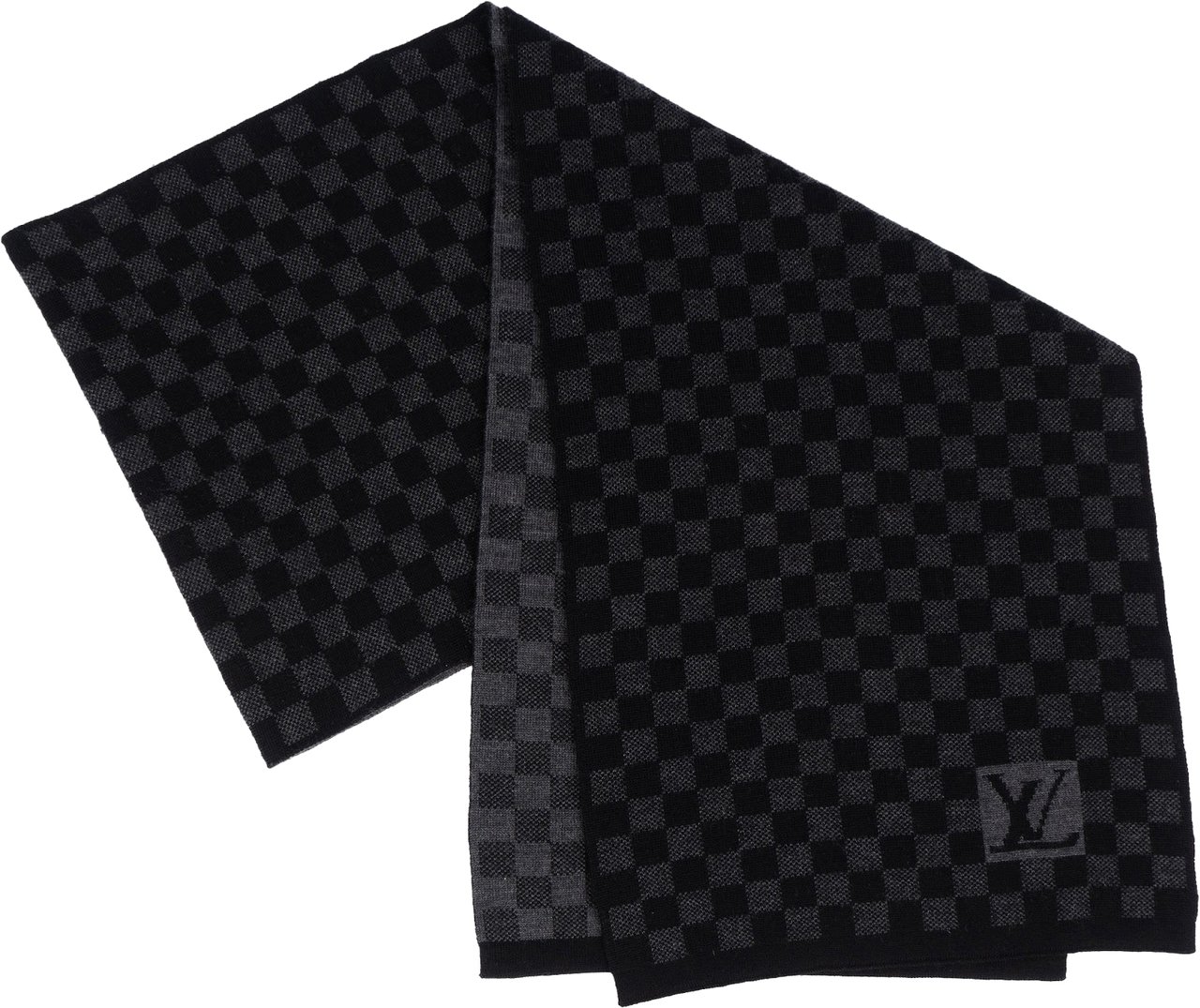 Louis Vuitton Louis Vuitton Wool Monogram Damier Schal Scarf Donkergrijs