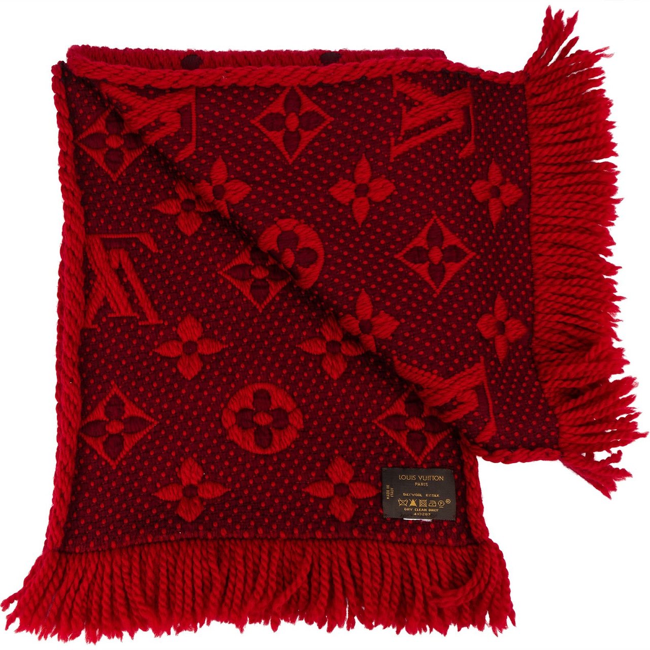 Louis Vuitton Louis Vuitton Wool Monogram Logomania Schal Scarf Rood