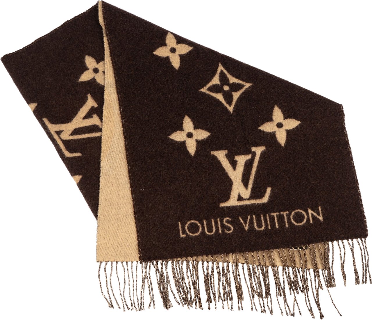 Louis Vuitton Louis Vuitton Cashmere Monogram Logomania Schal Scarf Bruin