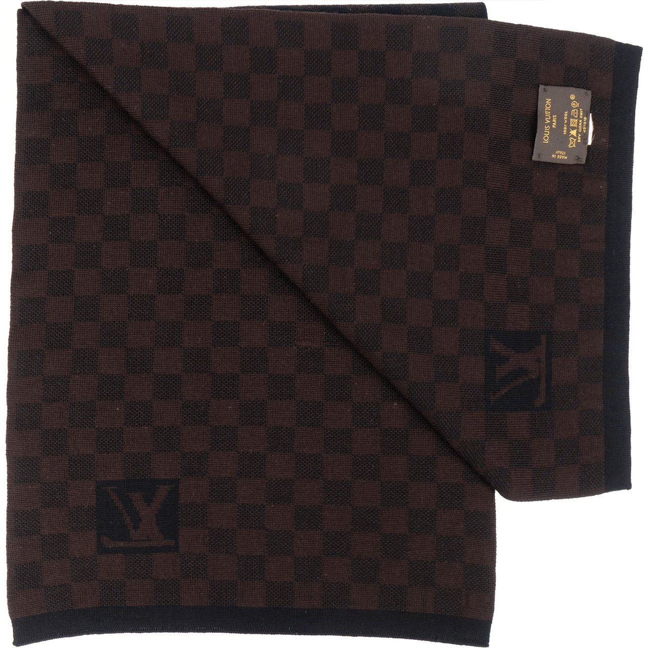 Louis Vuitton Louis Vuitton Wool Monogram Damier Schal Scarf Zwart