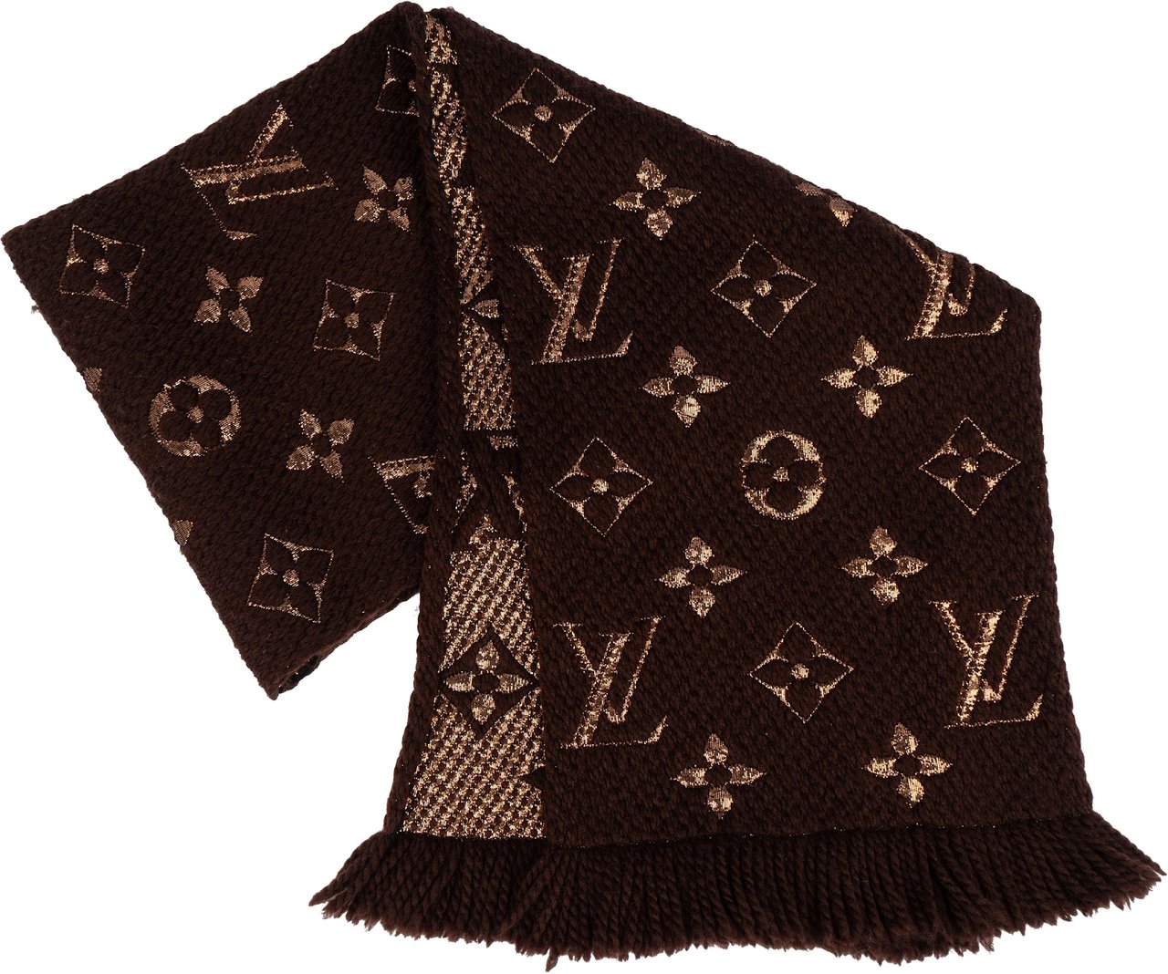 Louis Vuitton Louis Vuitton Wool Monogram Logomania Shine Schal Scarf Bruin