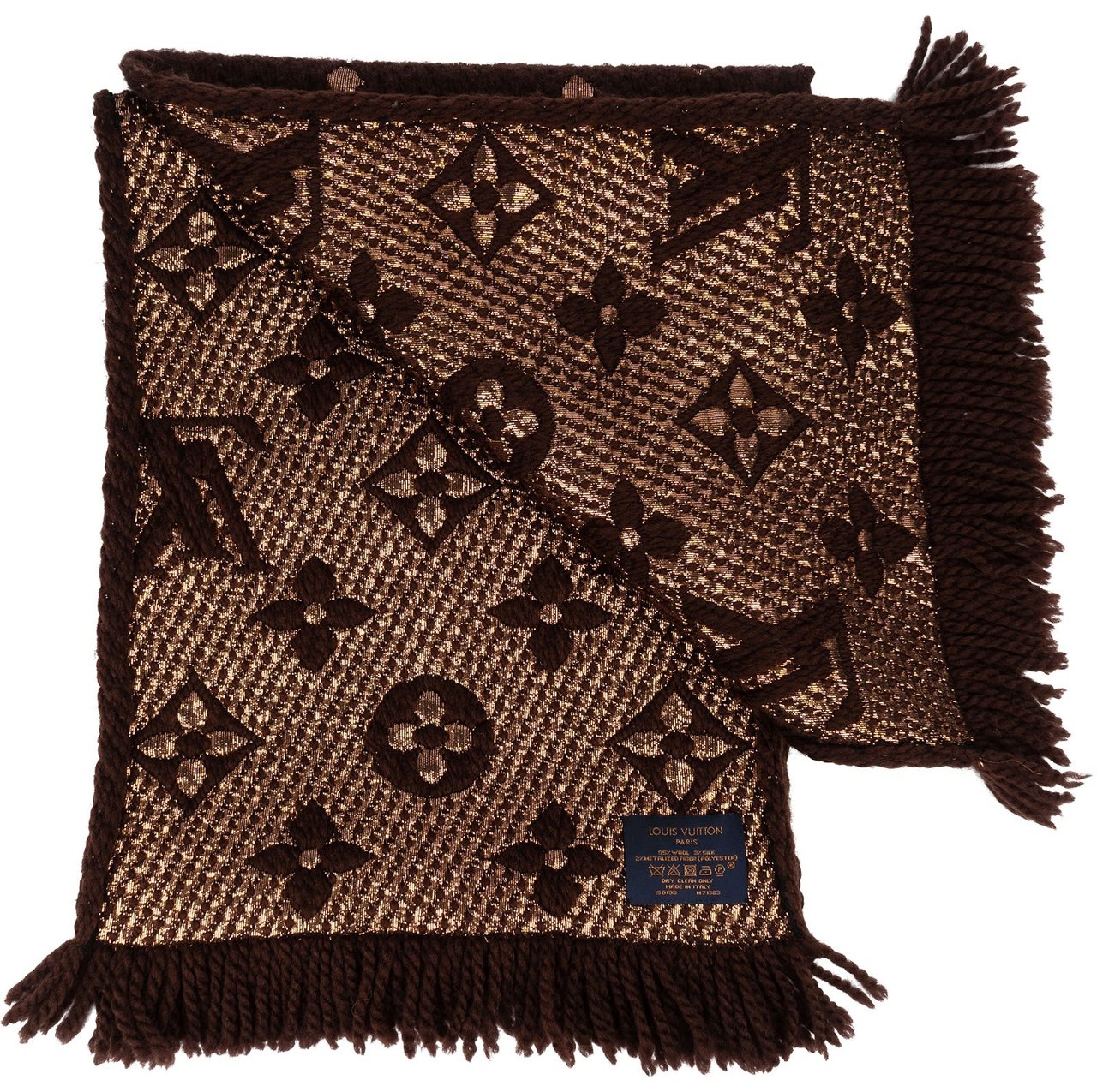 Louis Vuitton Louis Vuitton Wool Monogram Logomania Shine Schal Scarf Bruin