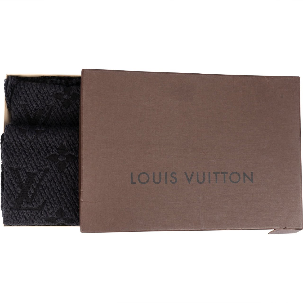 Louis Vuitton Louis Vuitton Wool Monogram Eclipse Schal Scarf Zwart