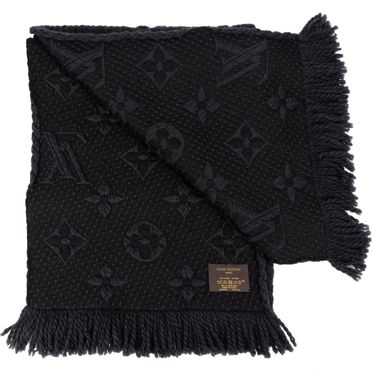 Louis Vuitton Louis Vuitton Wool Monogram Eclipse Schal Scarf Zwart