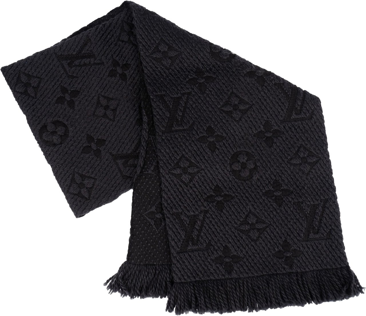 Louis Vuitton Louis Vuitton Wool Monogram Eclipse Schal Scarf Zwart