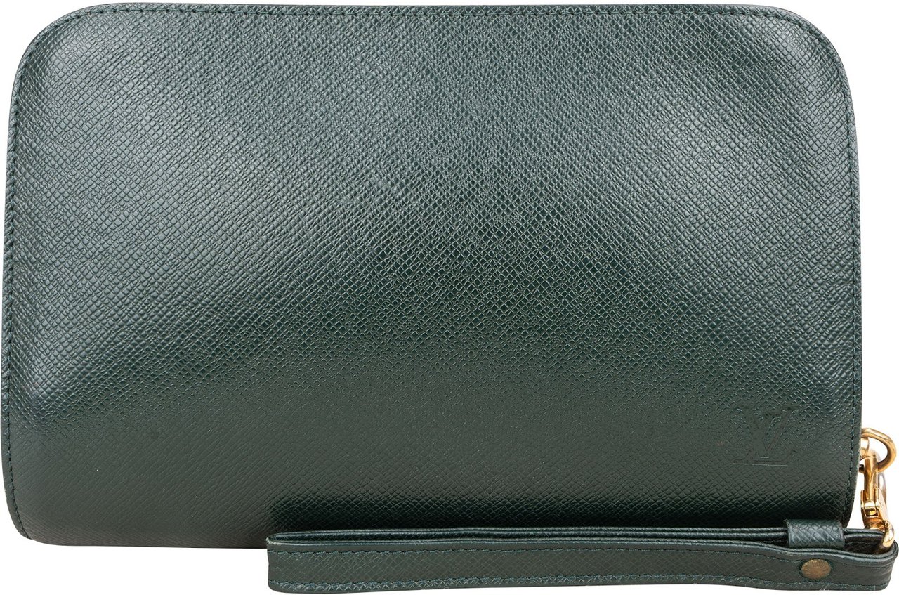 Louis Vuitton Louis Vuitton Green Taiga Leather Pochette Homme Clutch Groen
