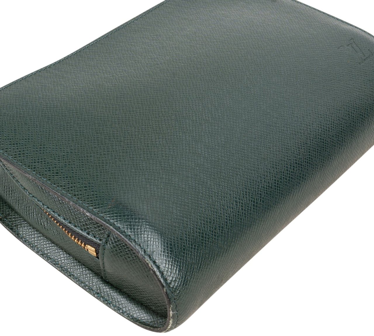 Louis Vuitton Louis Vuitton Green Taiga Leather Pochette Homme Clutch Groen