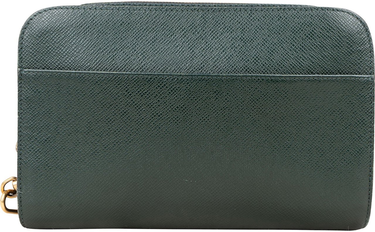 Louis Vuitton Louis Vuitton Green Taiga Leather Pochette Homme Clutch Groen