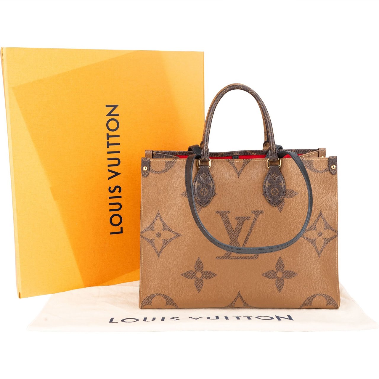 Louis Vuitton Louis Vuitton Canvas Monogram Giant On The Go MM Handbag Bruin