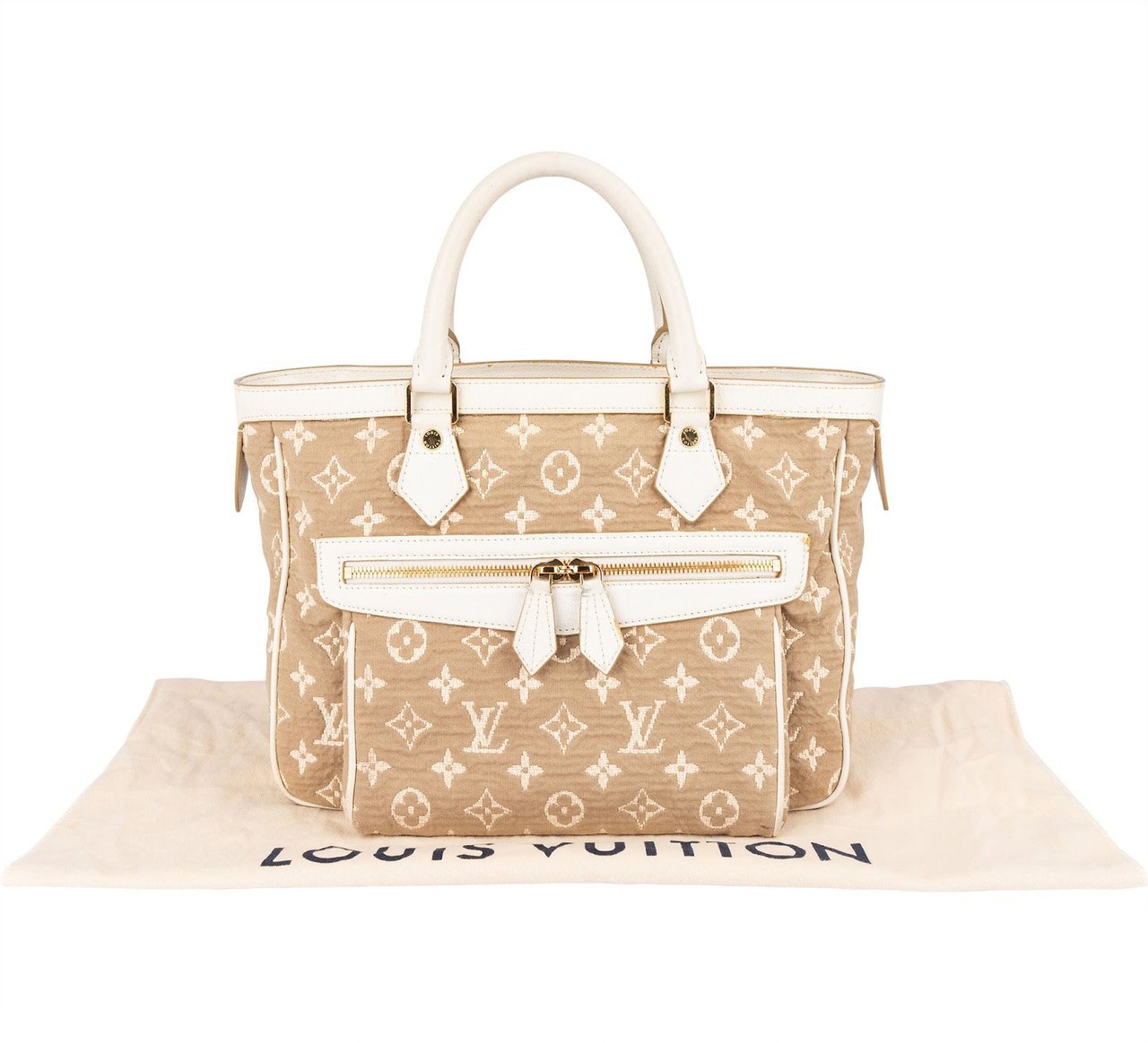 Louis Vuitton Louis Vuitton Denim Monogram Cabas Sabbia MM Handbag Beige