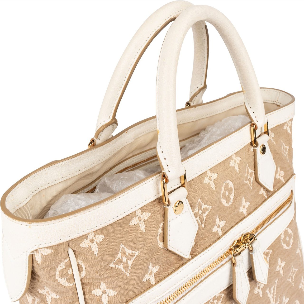 Louis Vuitton Louis Vuitton Denim Monogram Cabas Sabbia MM Handbag Beige