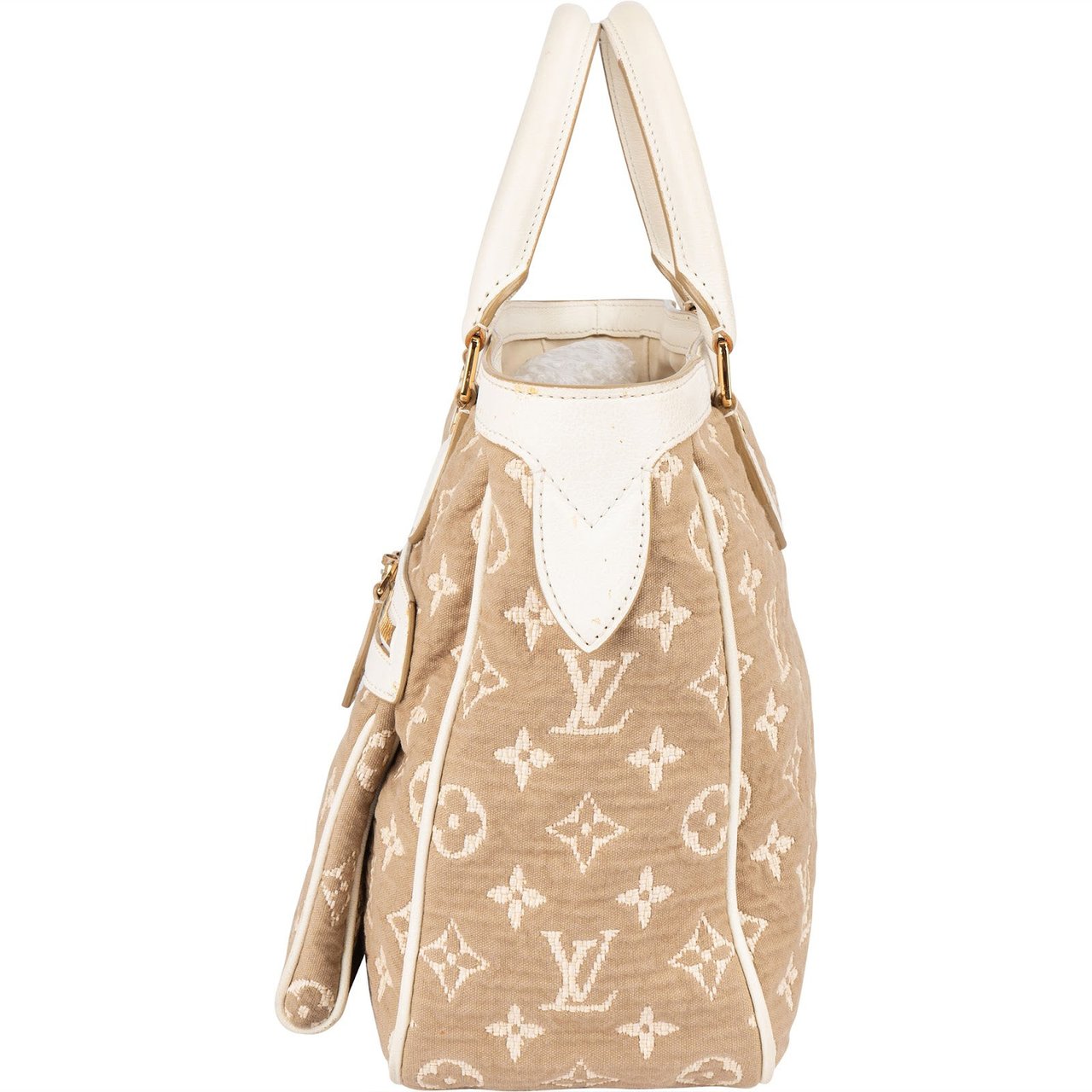 Louis Vuitton Louis Vuitton Denim Monogram Cabas Sabbia MM Handbag Beige