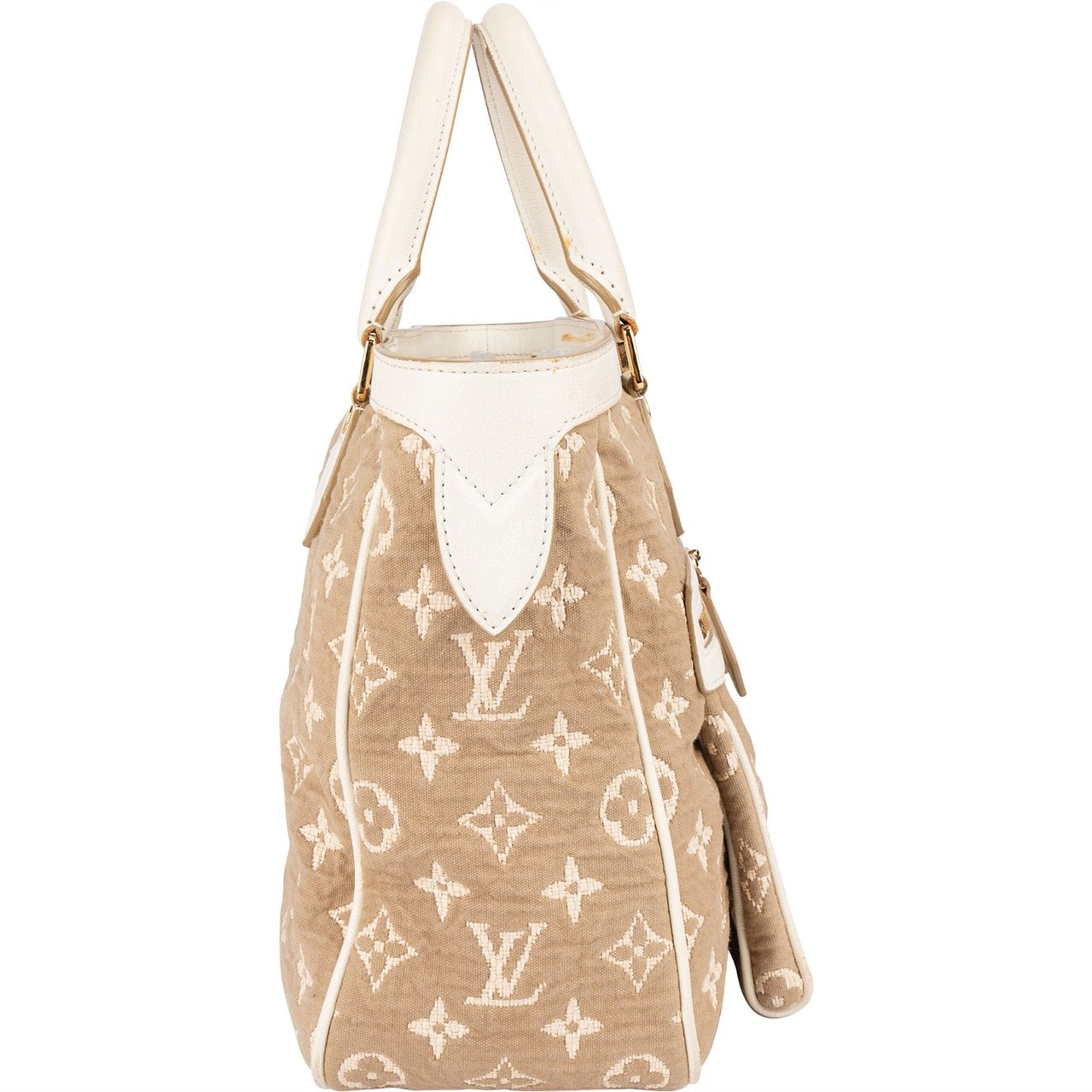 Louis Vuitton Louis Vuitton Denim Monogram Cabas Sabbia MM Handbag Beige