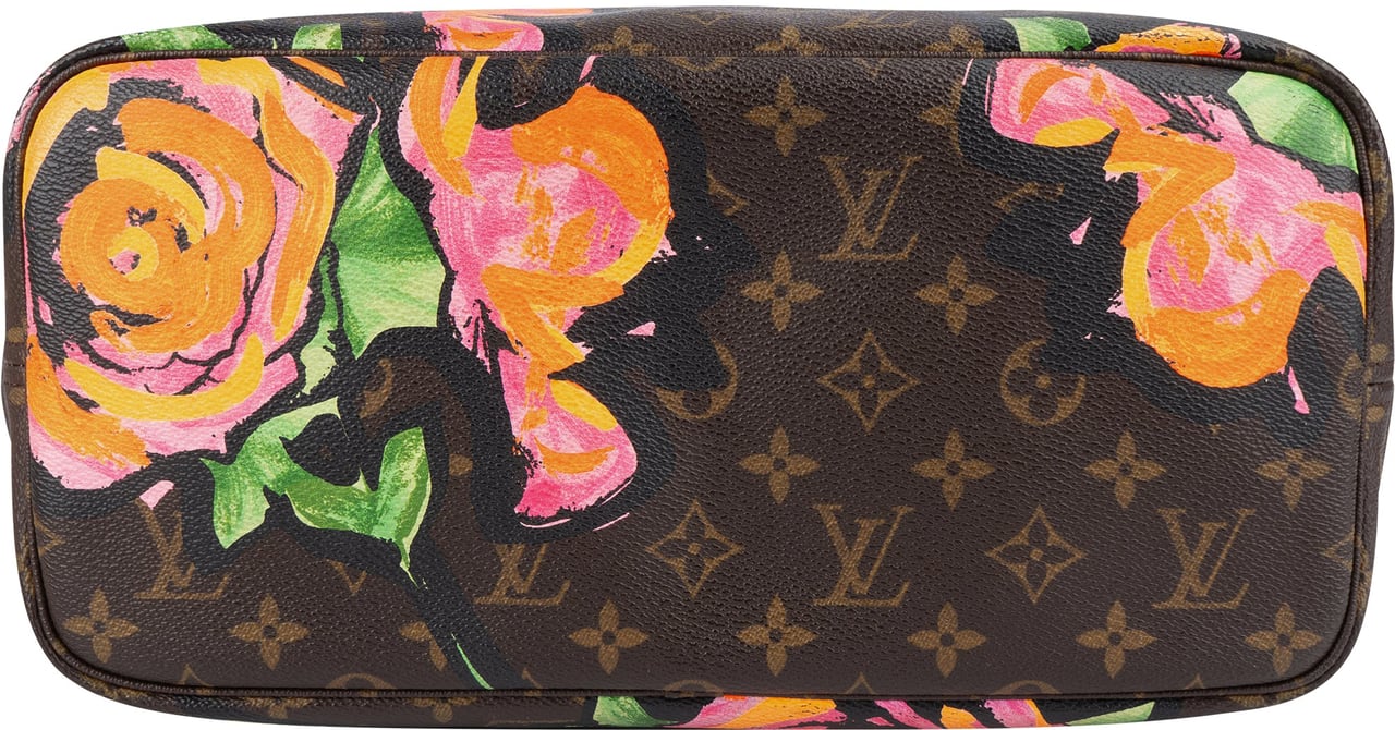 Louis Vuitton Canvas Monogram Limited Roses Neverfull MM Shoulder Bag Bruin