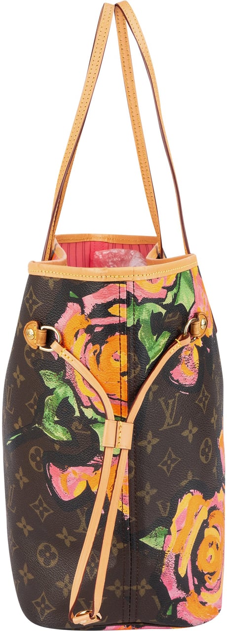 Louis Vuitton Canvas Monogram Limited Roses Neverfull MM Shoulder Bag Bruin