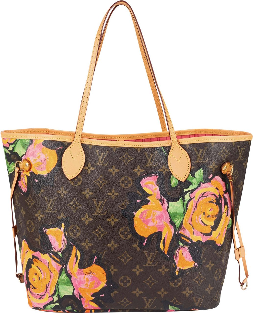 Louis Vuitton Louis Vuitton Canvas Monogram Limited Roses Neverfull MM Shoulder Bag Bruin