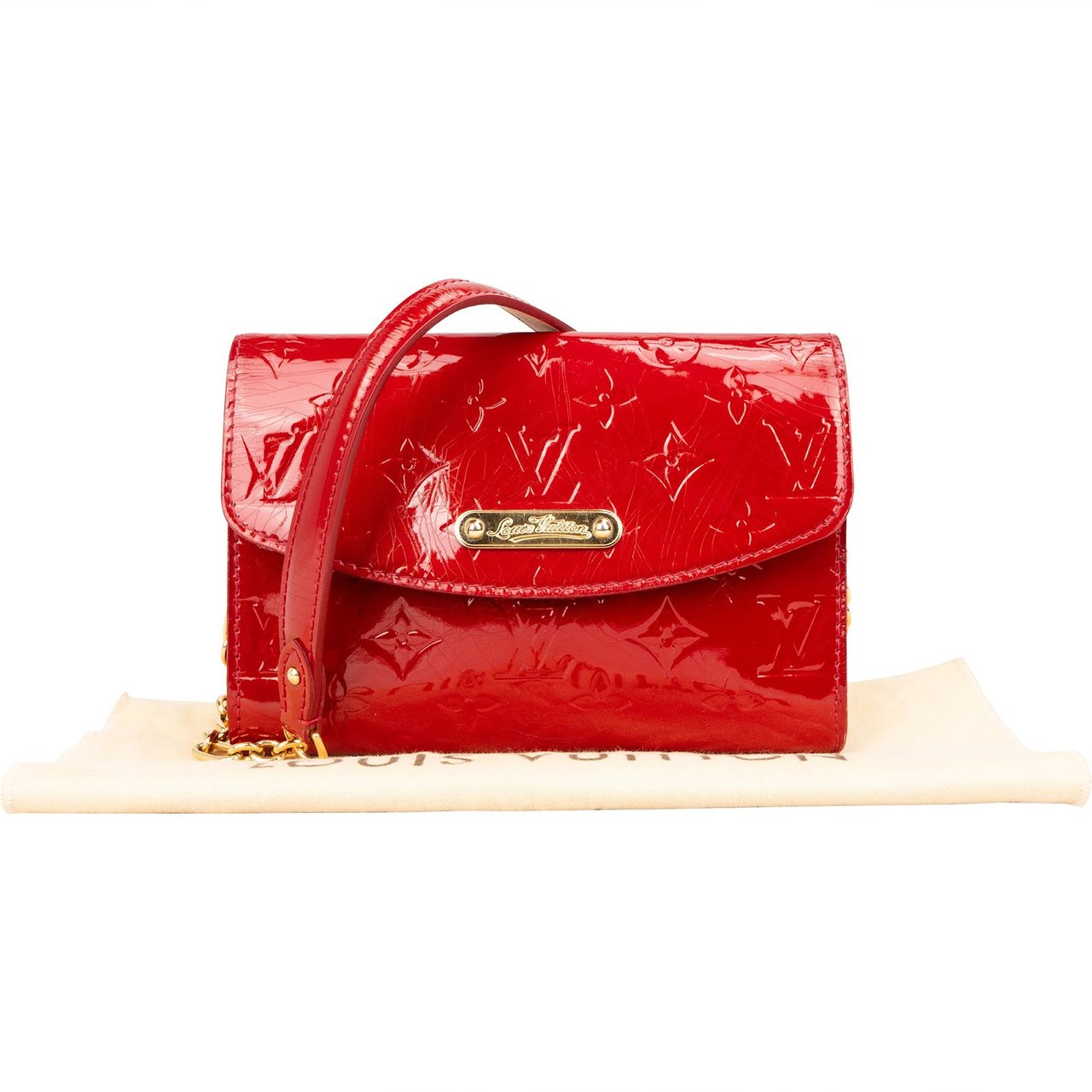 Louis Vuitton Louis Vuitton Monogram Vernis Leather Bel Air Wallet Pochette Crossbody Bag Rood