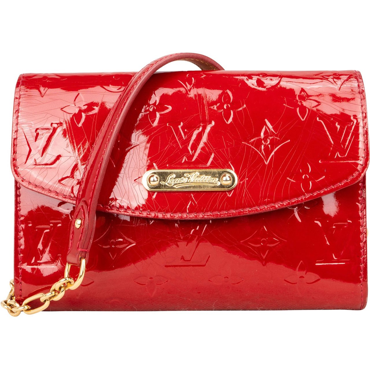 Louis Vuitton Louis Vuitton Monogram Vernis Leather Bel Air Wallet Pochette Crossbody Bag Rood