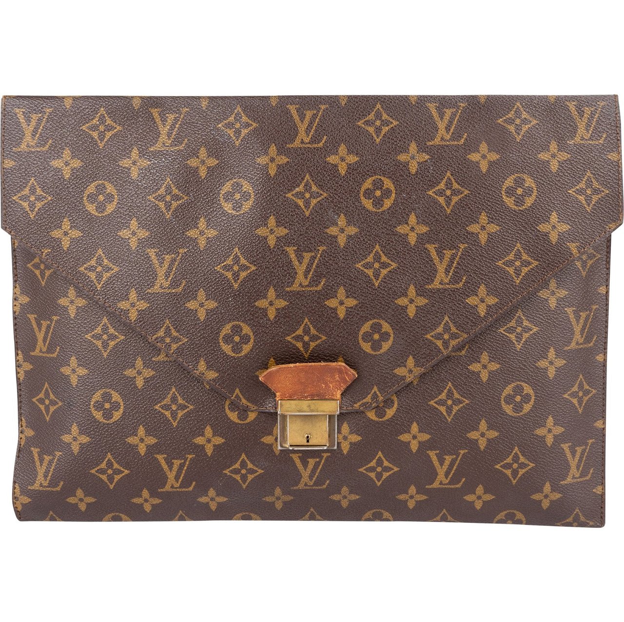 Louis Vuitton Louis Vuitton Monogram Canvas Plat Porte Documents Laptop Clutch Bruin