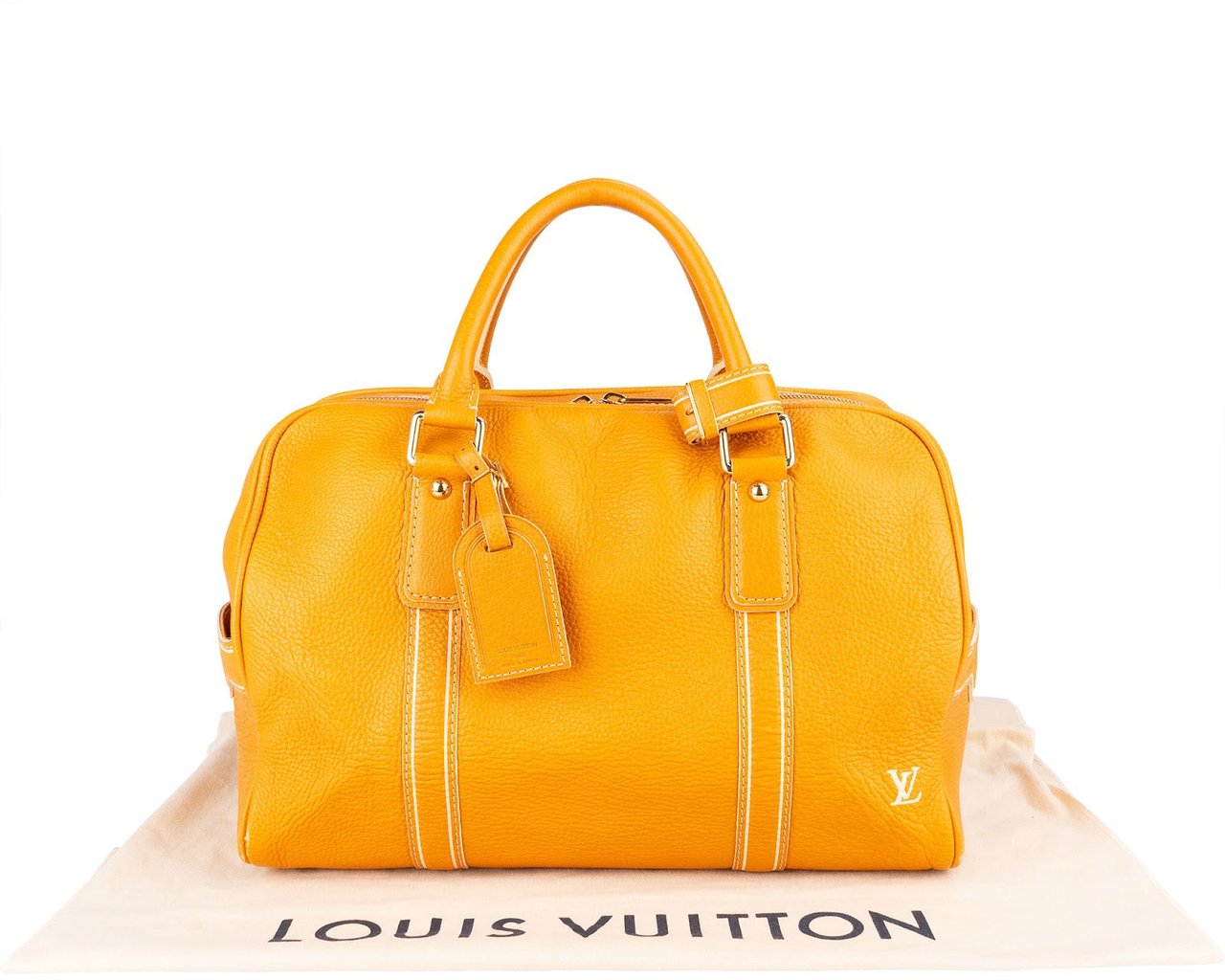 Louis Vuitton Louis Vuitton Yellow Taurillon Jaune Tobago Weekender 45 Travel Bag Geel