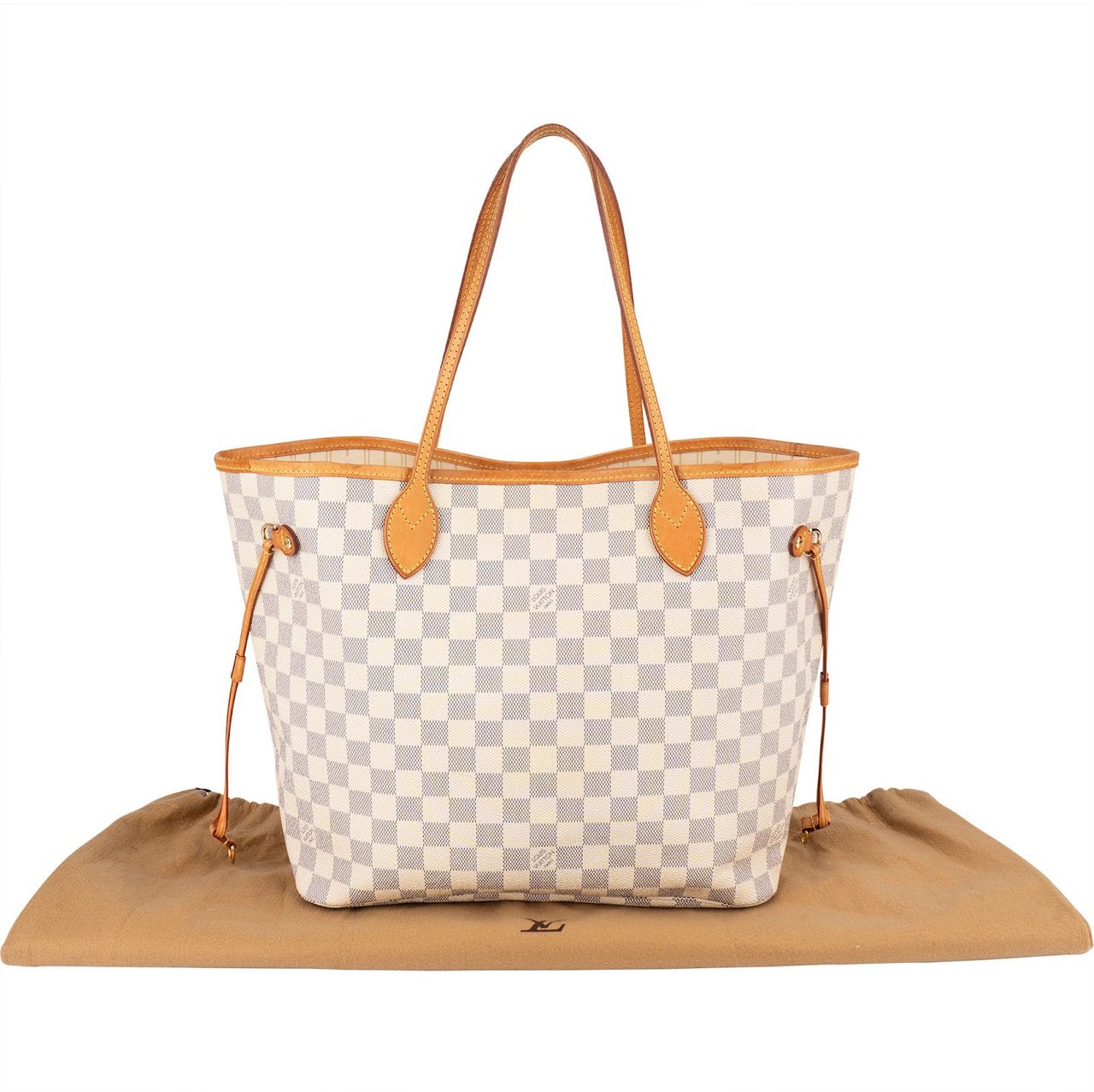 Louis Vuitton Louis Vuitton Monogram Damier Azur Canvas Neverfull MM Shoulder Bag Wit