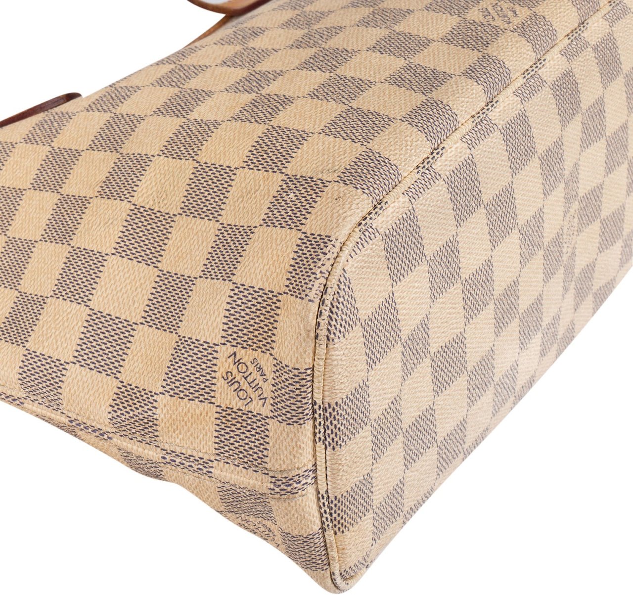 Louis Vuitton Monogram Damier Azur Canvas Neverfull PM Shoulder Bag Beige