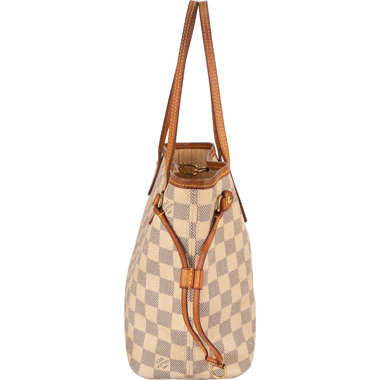 Louis Vuitton Monogram Damier Azur Canvas Neverfull PM Shoulder Bag Beige