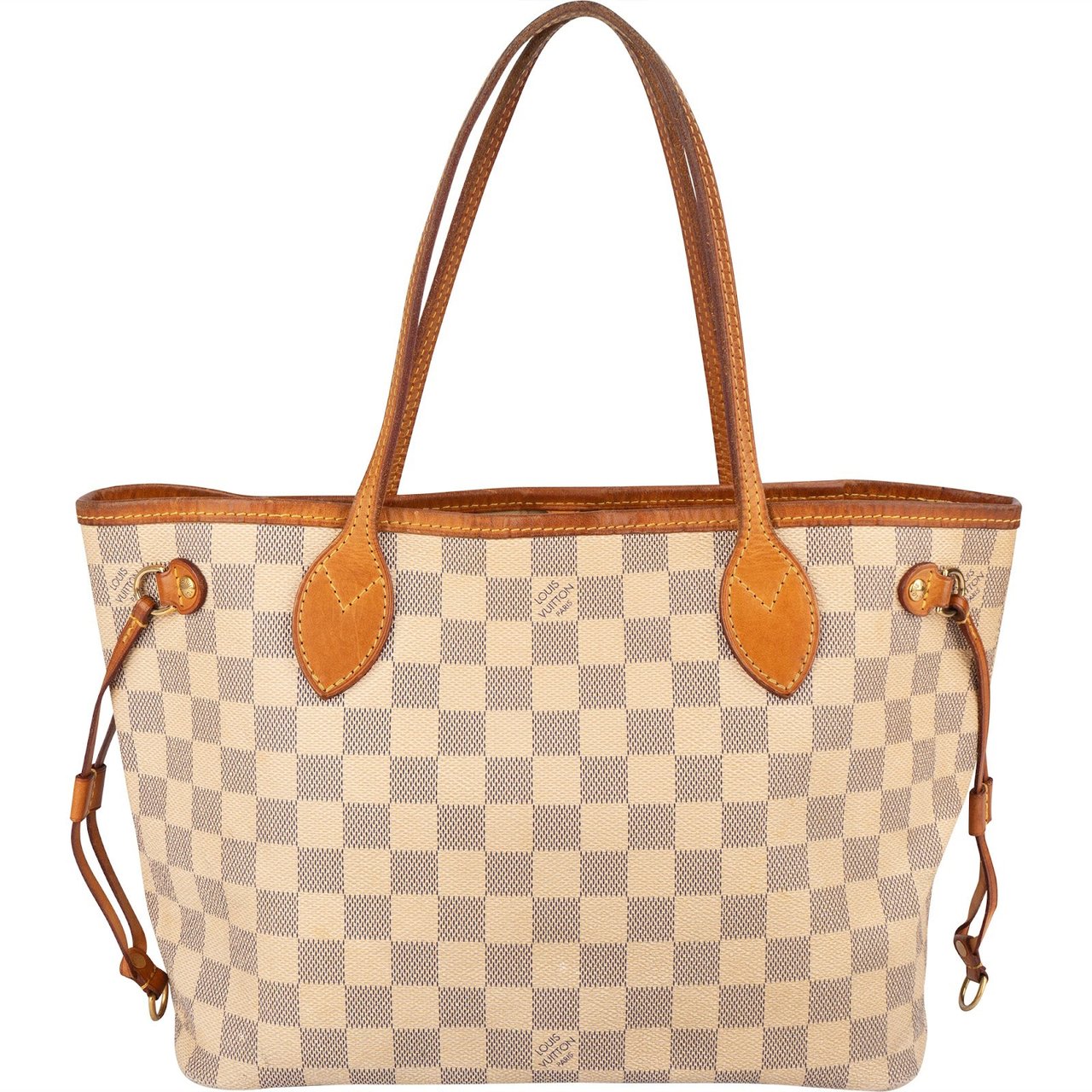 Louis Vuitton Monogram Damier Azur Canvas Neverfull PM Shoulder Bag Beige