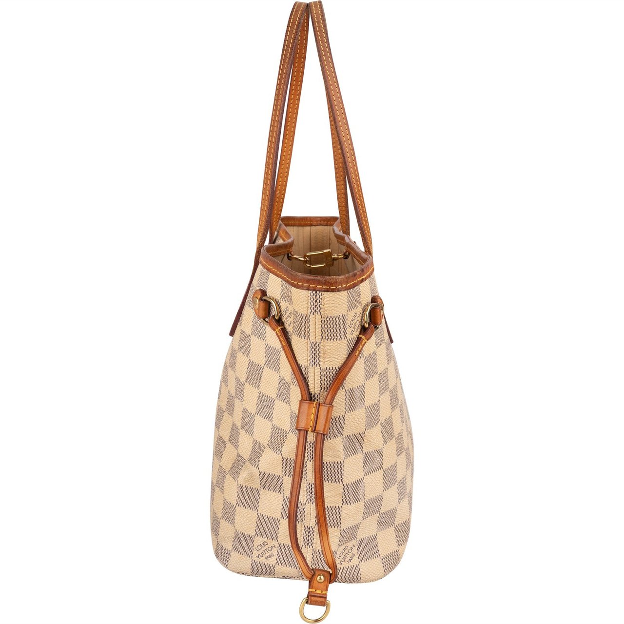 Louis Vuitton Monogram Damier Azur Canvas Neverfull PM Shoulder Bag Beige