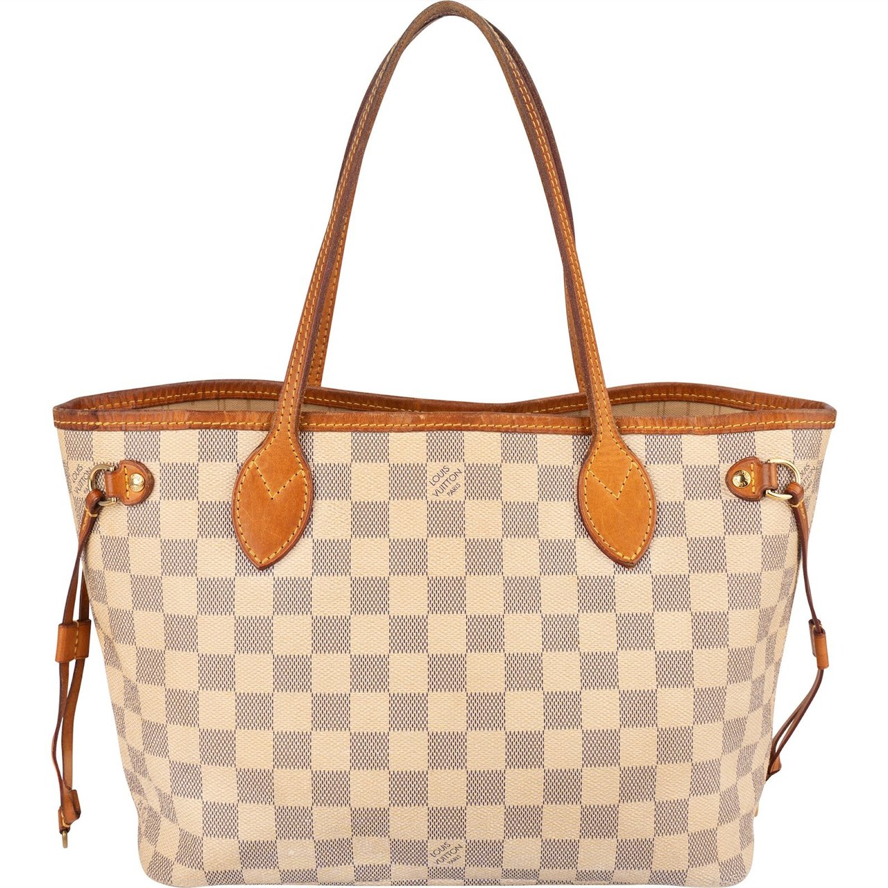 Louis Vuitton Monogram Damier Azur Canvas Neverfull PM Shoulder Bag Beige