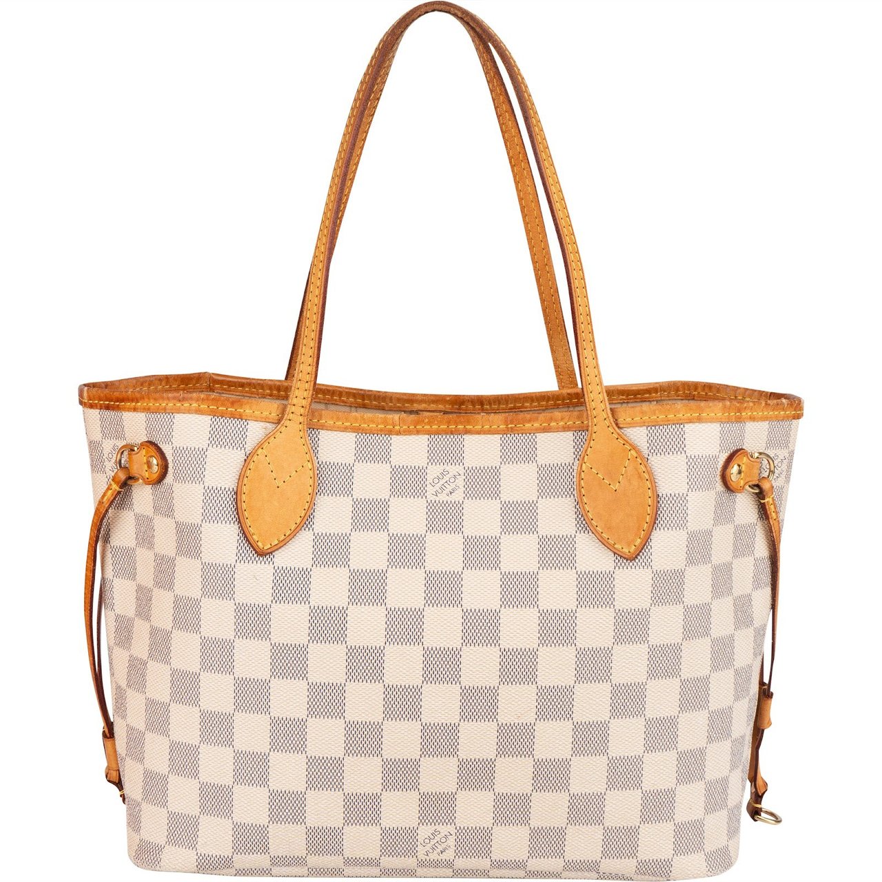 Louis Vuitton Monogram Damier Azur Canvas Neverfull PM Shoulder Bag Bruin