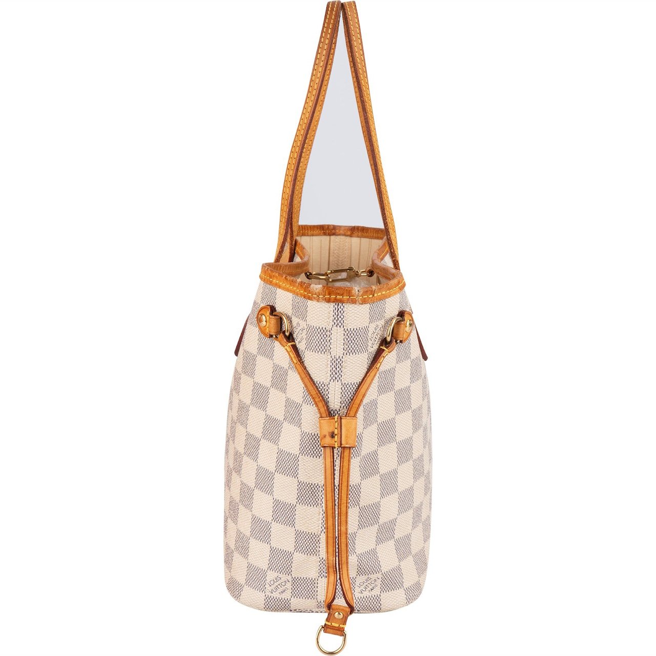 Louis Vuitton Monogram Damier Azur Canvas Neverfull PM Shoulder Bag Bruin
