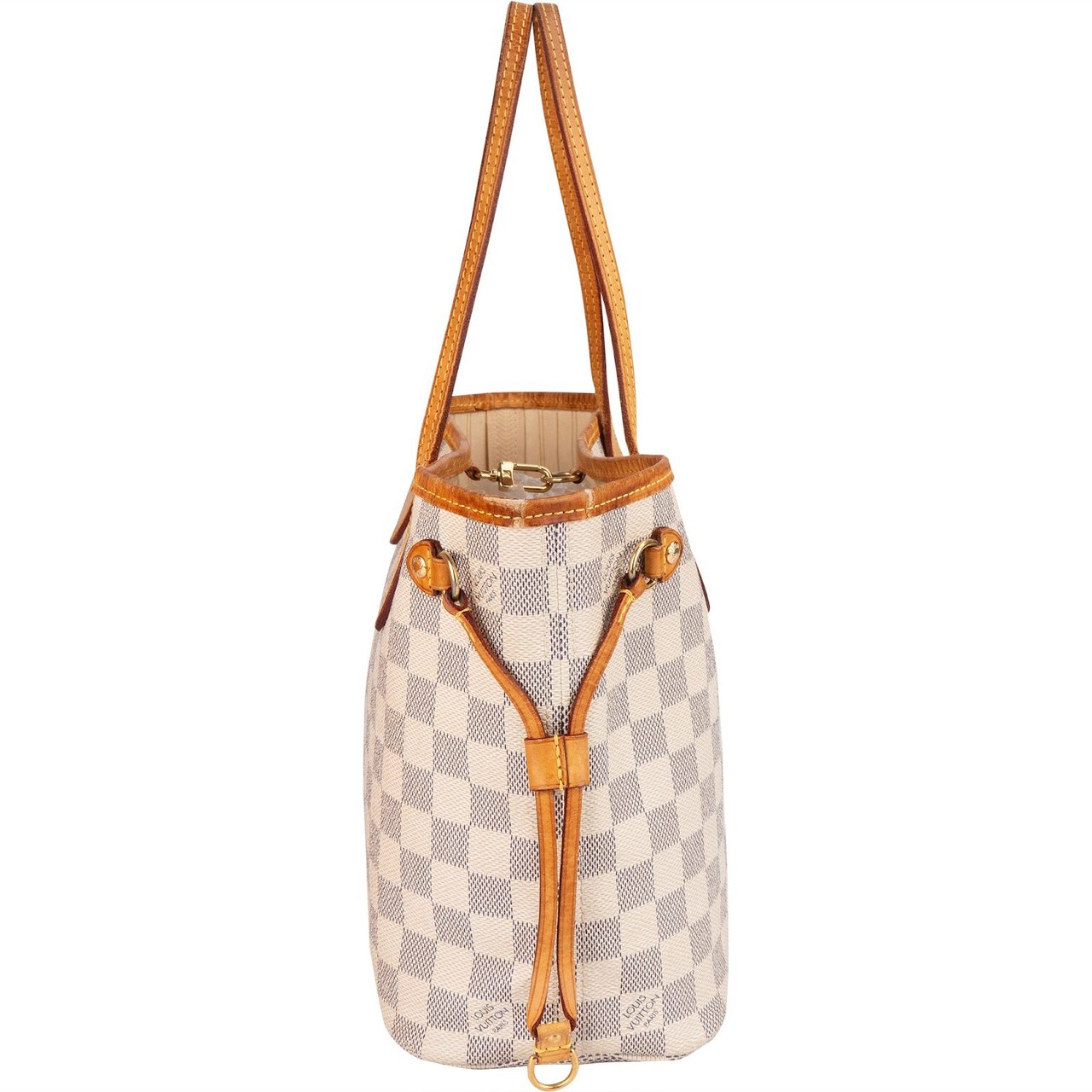 Louis Vuitton Monogram Damier Azur Canvas Neverfull PM Shoulder Bag Bruin