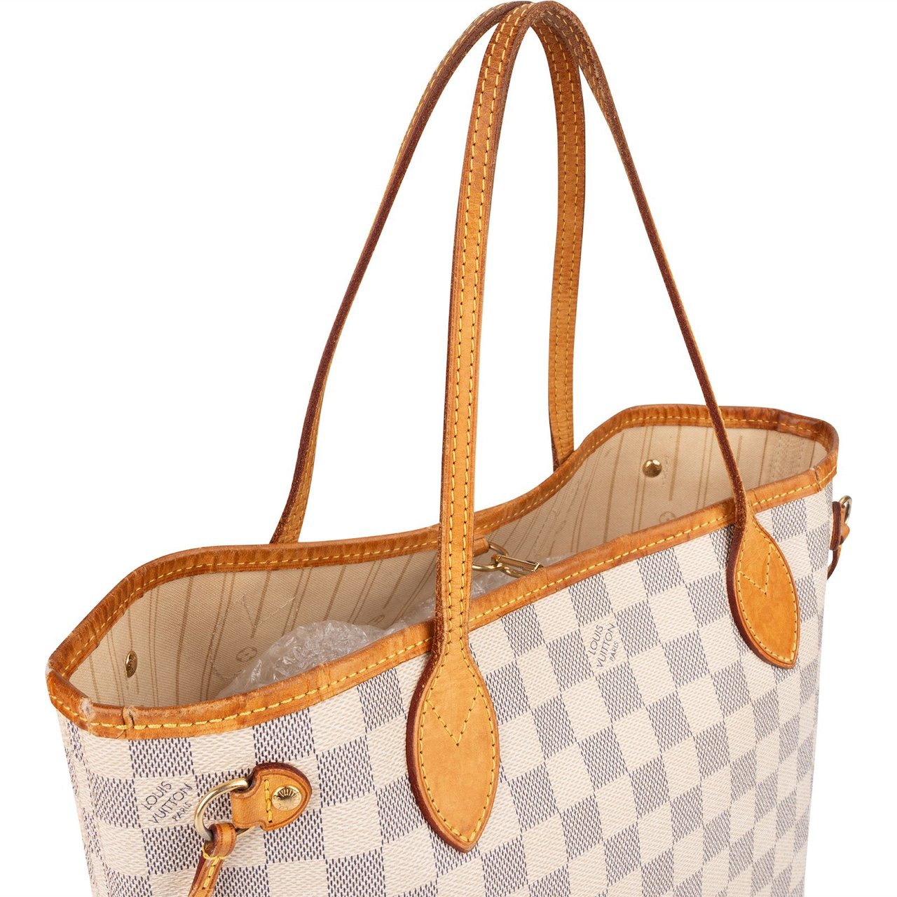Louis Vuitton Monogram Damier Azur Canvas Neverfull PM Shoulder Bag Bruin