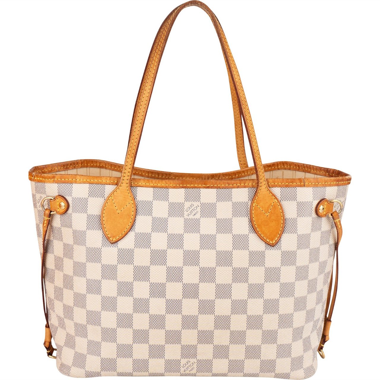 Louis Vuitton Monogram Damier Azur Canvas Neverfull PM Shoulder Bag Bruin