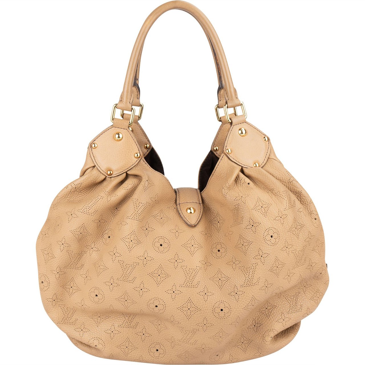 Louis Vuitton Louis Vuitton Leather Monogram Mahina Shoulder Bag Beige