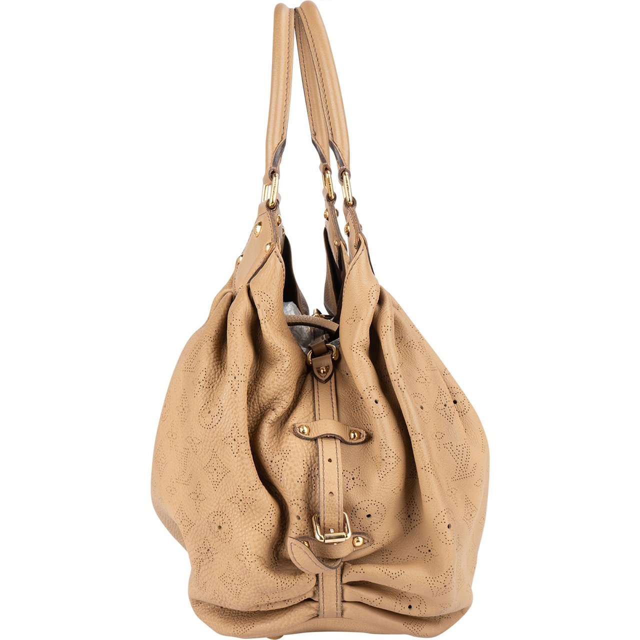 Louis Vuitton Louis Vuitton Leather Monogram Mahina Shoulder Bag Beige