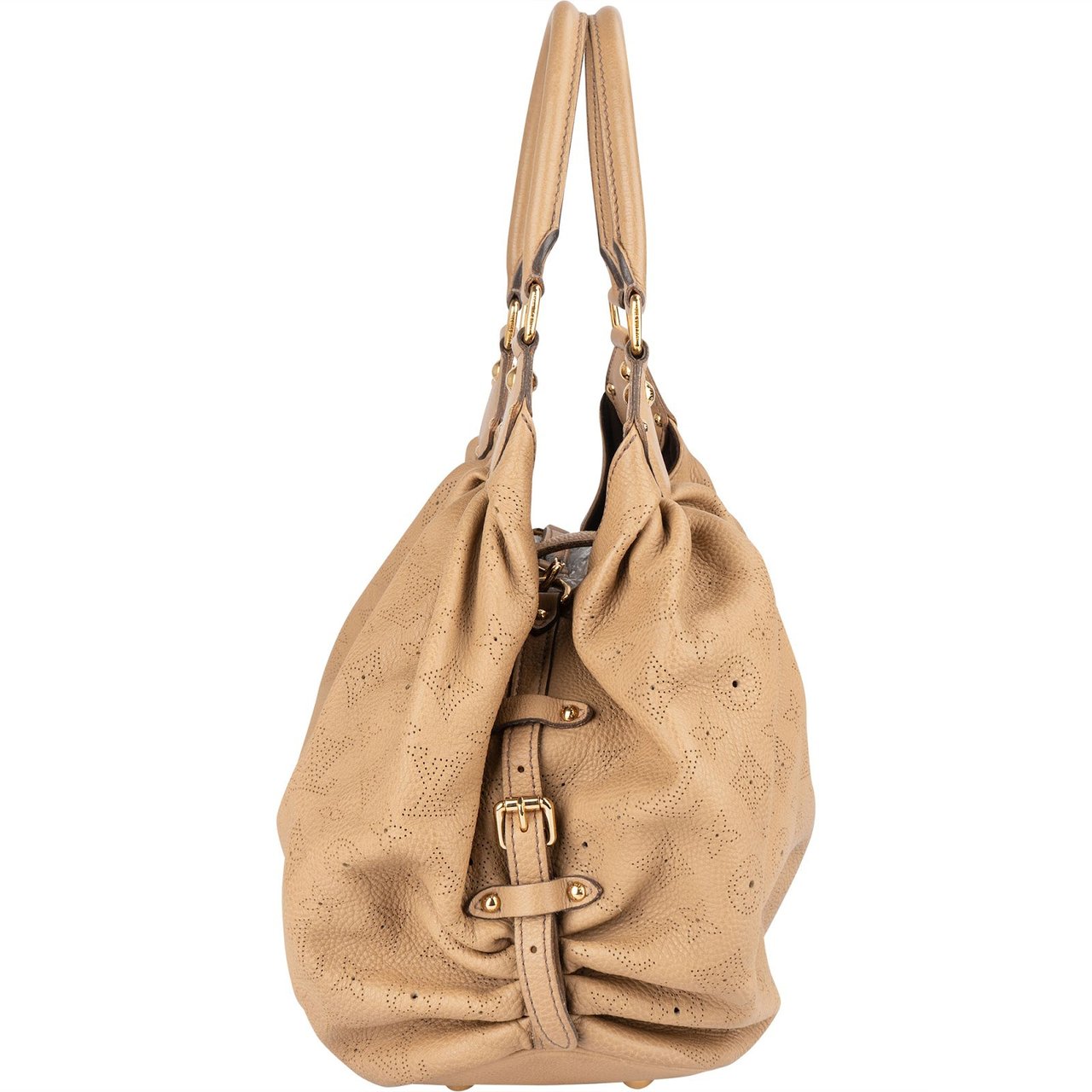 Louis Vuitton Louis Vuitton Leather Monogram Mahina Shoulder Bag Beige
