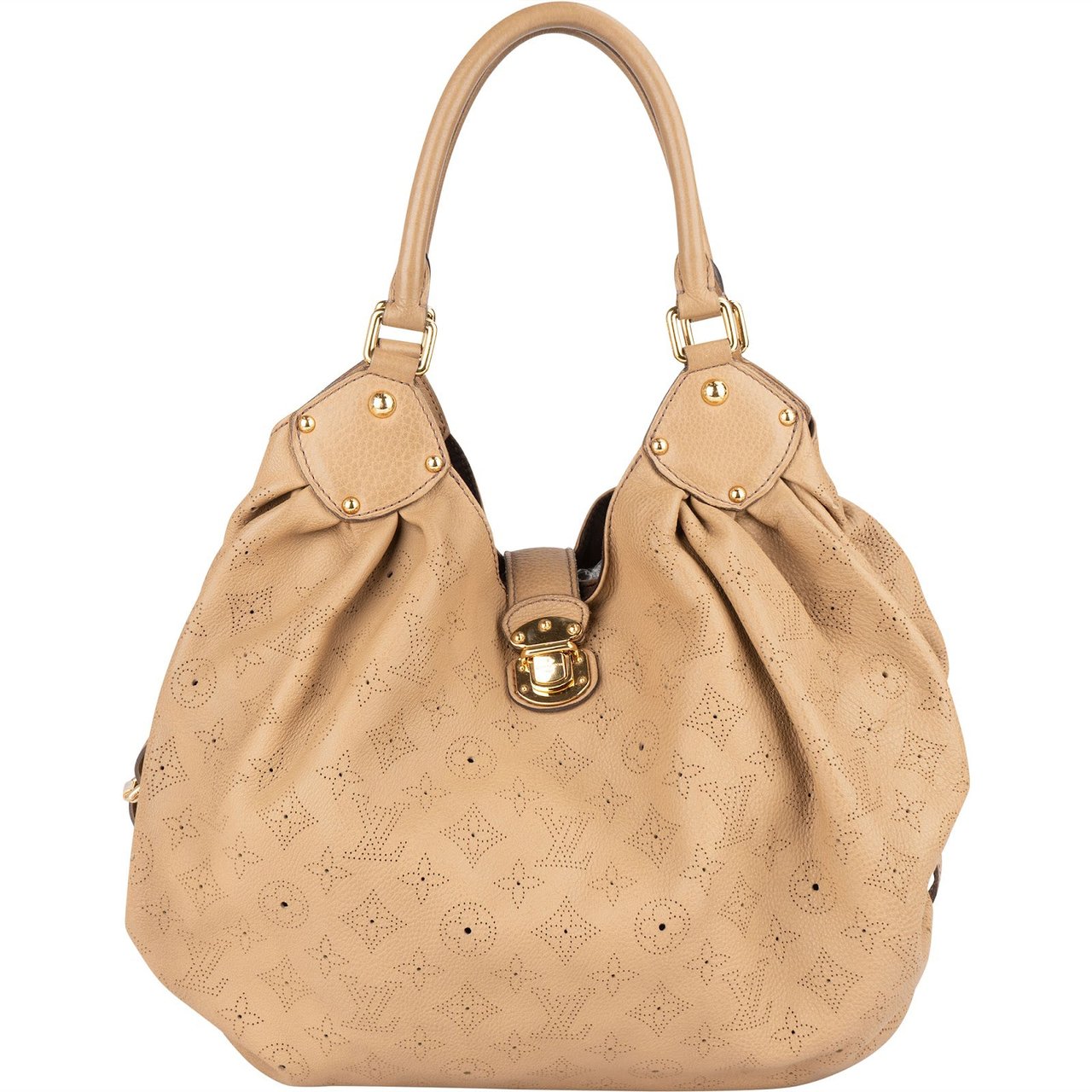 Louis Vuitton Louis Vuitton Leather Monogram Mahina Shoulder Bag Beige