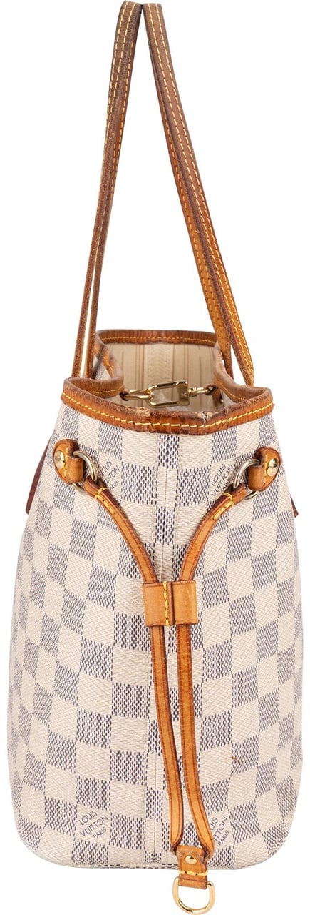 Louis Vuitton Monogram Damier Azur Canvas Neverfull PM Handbag Beige