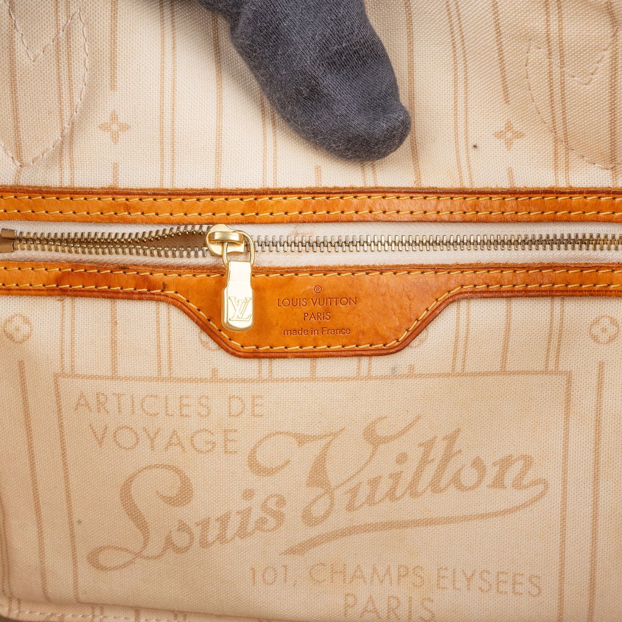 Louis Vuitton Monogram Damier Azur Canvas Neverfull PM Handbag Beige