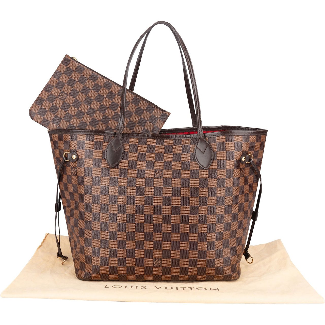Louis Vuitton Monogram Damier Ebene Neverfull MM Shoulder Bag Bruin