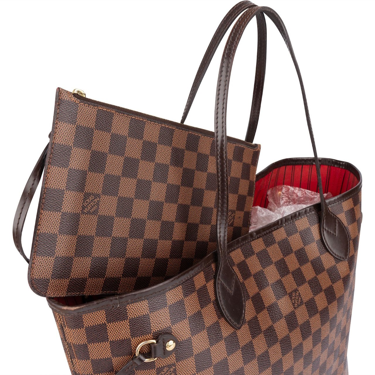 Louis Vuitton Monogram Damier Ebene Neverfull MM Shoulder Bag Bruin