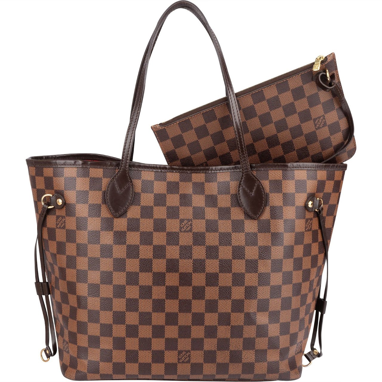 Louis Vuitton Monogram Damier Ebene Neverfull MM Shoulder Bag Bruin