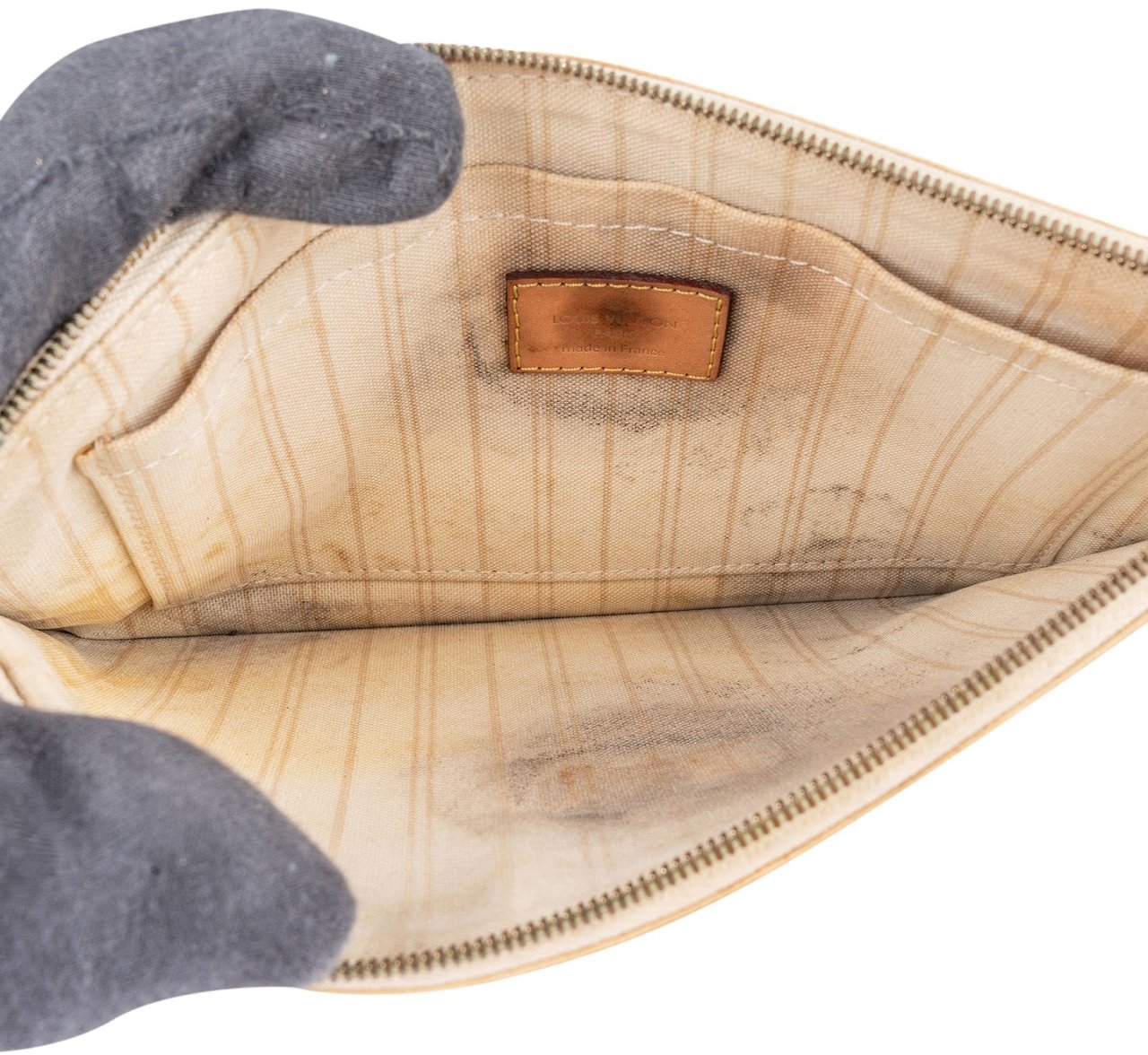 Louis Vuitton Louis Vuitton Monogram Damier Azur Canvas Neverfull Pochette Clutch Wit