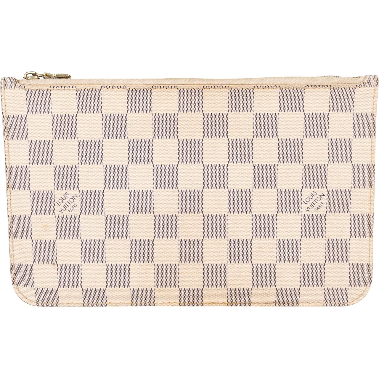 Louis Vuitton Louis Vuitton Monogram Damier Azur Canvas Neverfull Pochette Clutch Wit