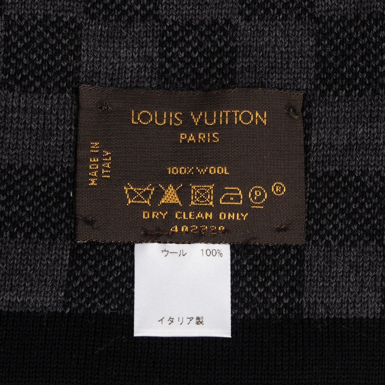 Louis Vuitton Louis Vuitton Wool Monogram Petit Damier Schal Scarf Zwart